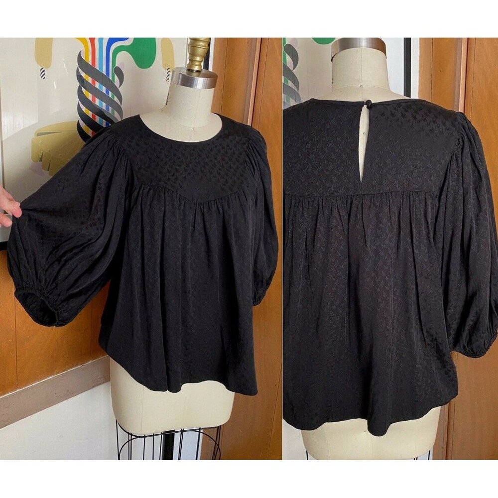 And & Other Stories Puff Sleeve black Sz 6 Los Angeles Atelier peasant viscose